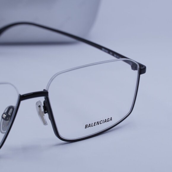 Balenciaga BB0143O 001 Rectangle Eyeglasses 58mm - Black - Picture 2 of 10